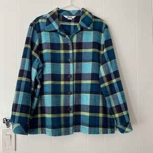 Alia size 16 blue and green plaid button up shacket size 16